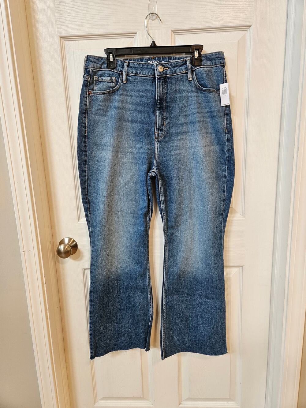 NWT Old Navy Higher High Rise Flare Jeans Womens 14 Raw Hem